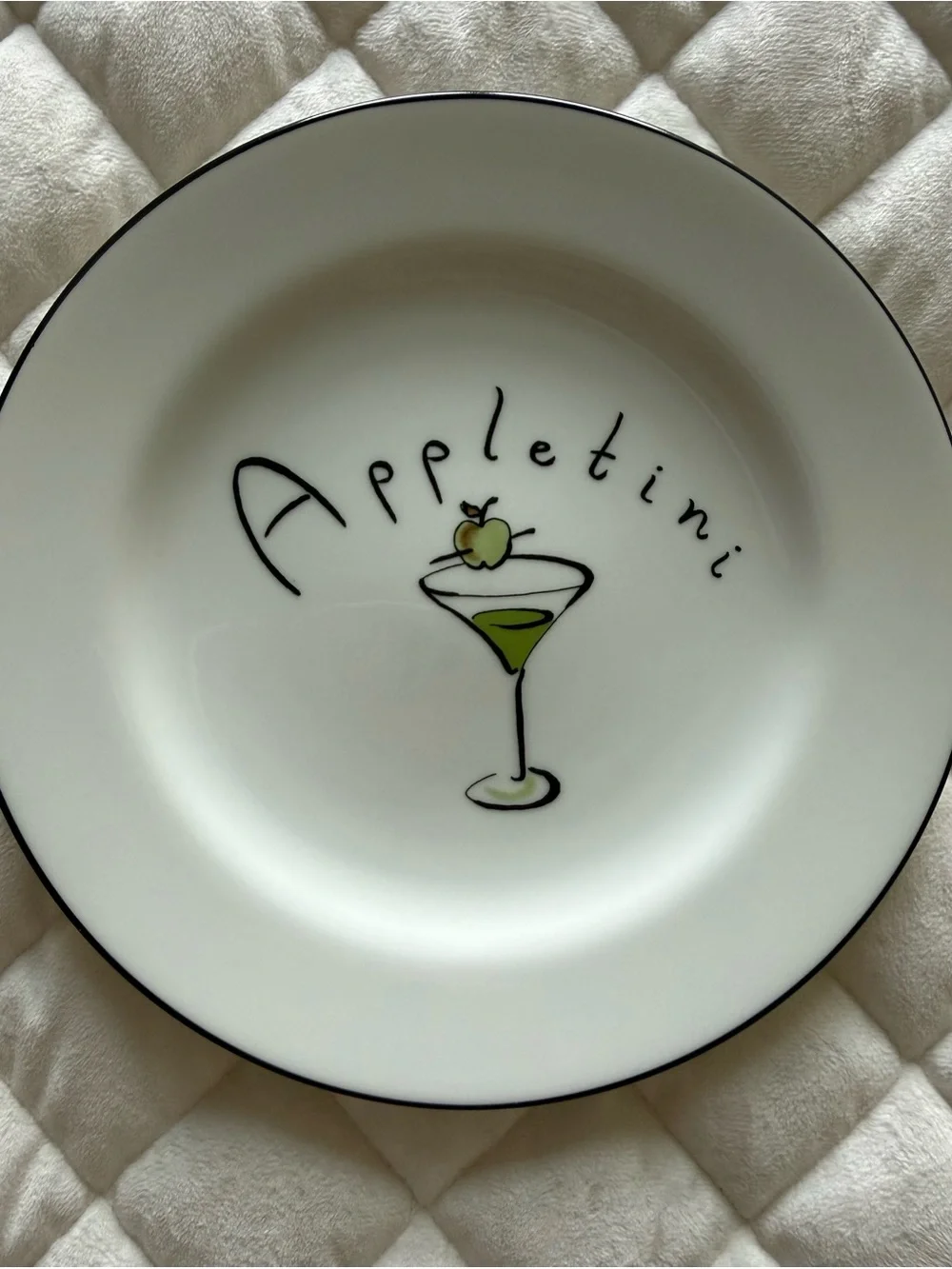 Pottery Barn White Martini Cocktail-themed Plates - Set of 4
